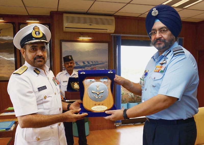 The Vice Chief of the Air Staff (VCAS) Air Marshal B.S. Dhanoa presenting a memento to..
