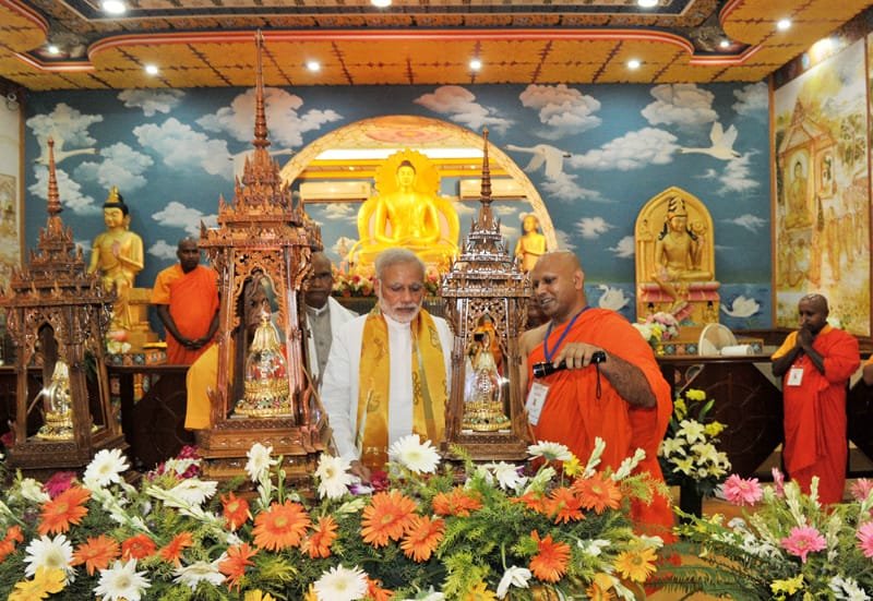 The Prime Minister, Shri Narendra Modi at the Mahabodhi Temple, in Bodh Gaya, Bihar