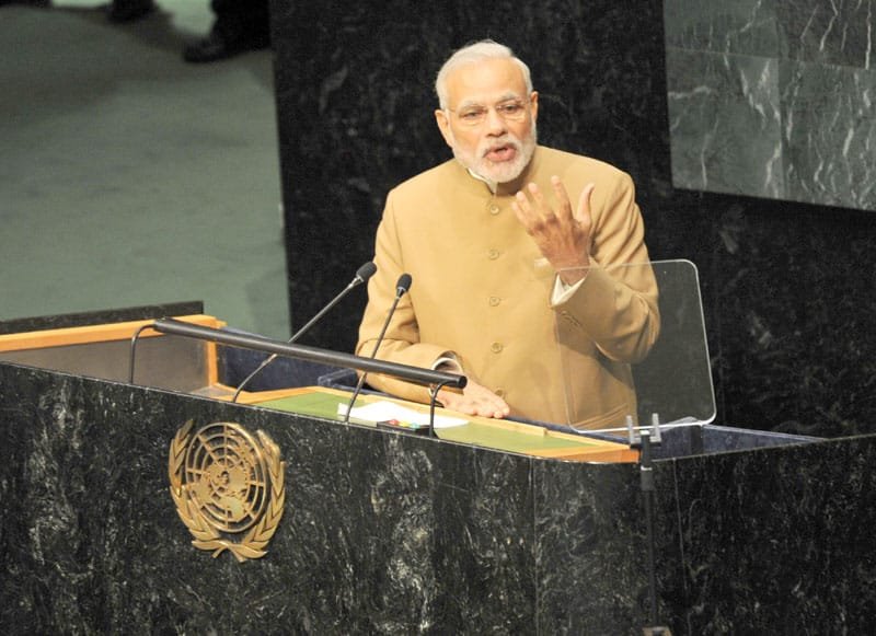 The Prime Minister, Shri Narendra Modi addressing the United Nations Summit for ..