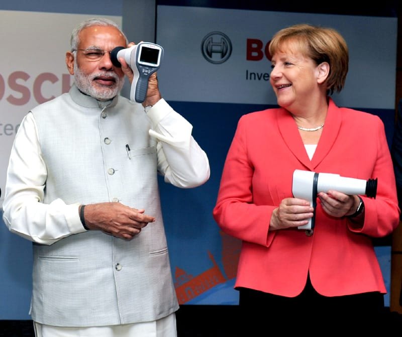 The Prime Minister, Shri Narendra Modi and the German Chancellor, Dr. Angela Merkel ..