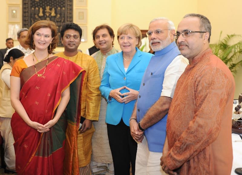 The Prime Minister, Shri Narendra Modi and the German Chancellor, Dr. Angela Merkel in ..