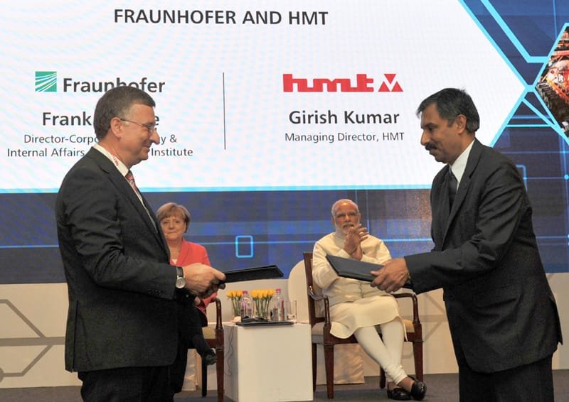 The Prime Minister, Shri Narendra Modi and the German Chancellor, Dr. Angela Merkel..