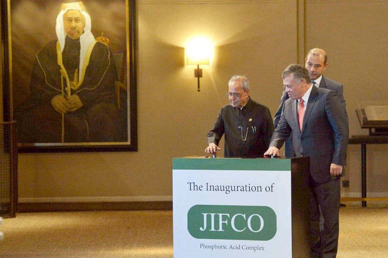 The President, Shri Pranab Mukherjee and the HM King Abdullah of Jordan at the..