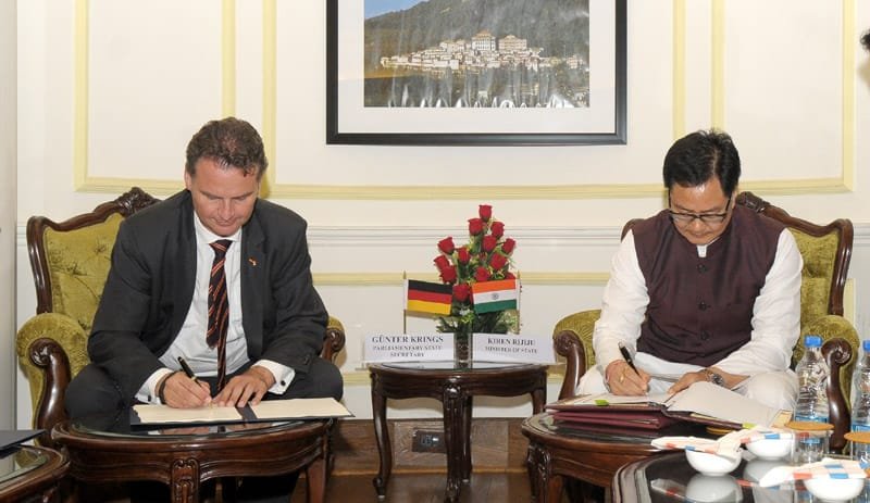 The Minister of State for Home Affairs, Shri Kiren Rijiju and the German Parliamentary State..