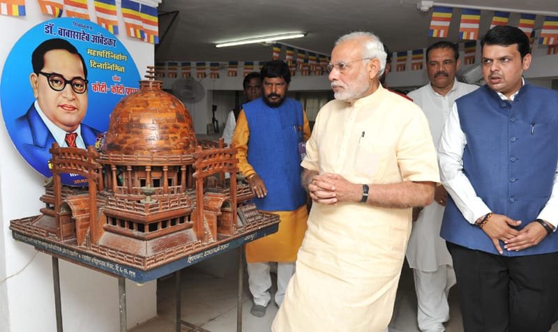 The Prime Minister, Shri Narendra Modi visiting Chaitya Bhoomi, the memorial of..