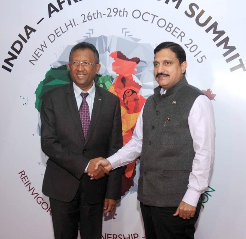 The President of Madagascar, Mr. Hery Rajaonarimampianina being received by..