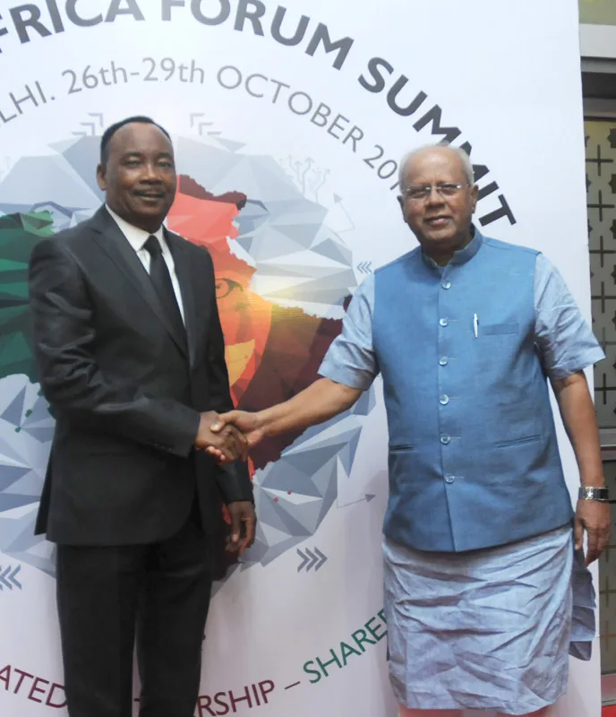 The President of Niger, Mr. Mahamadou Issoufou being received by the Minister of..