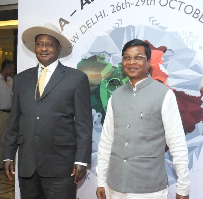The President of Uganda, Mr. Yoweri Museveni being received by the Minister of..