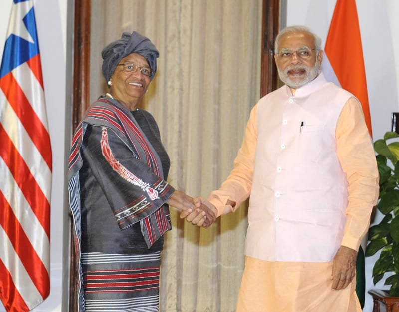 The Prime Minister, Shri Narendra Modi meeting the Nobel Laureate, President of Liberia, ..