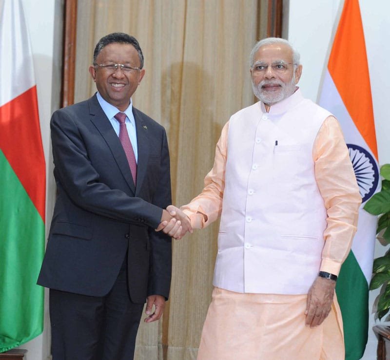 The Prime Minister, Shri Narendra Modi meeting the President of Madagascar, Mr. Hery ..