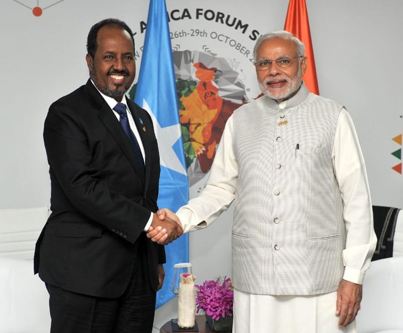 The Prime Minister, Shri Narendra Modi meeting the President of the Federal Republic of Somalia,