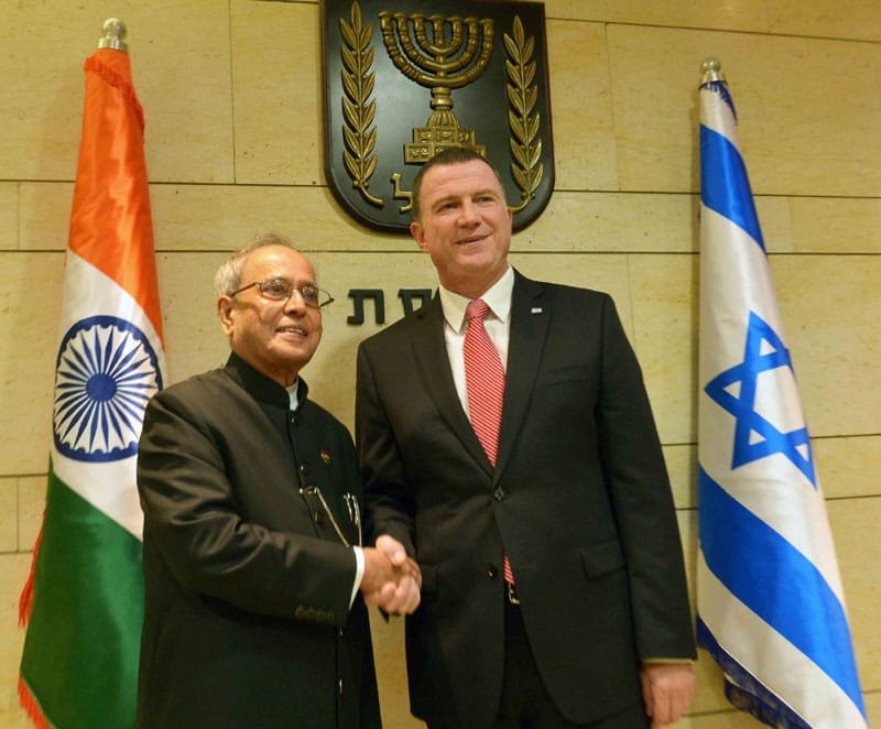 The President, Shri Pranab Mukherjee meeting the Speaker of the Knesset (Israeli Parliament), ..