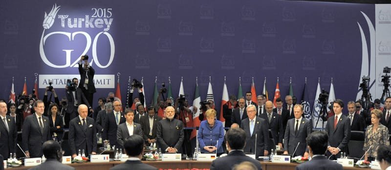 The Prime Minister, Shri Narendra Modi at the G20 Summit working session on inclusive growth, in Turkey