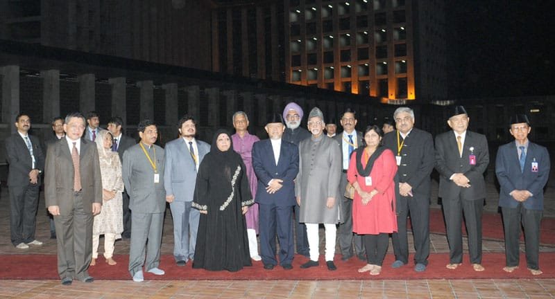 The Vice President, Shri Mohd. Hamid Ansari and Smt. Salma Ansari at the Istgiqlal Mosque,..