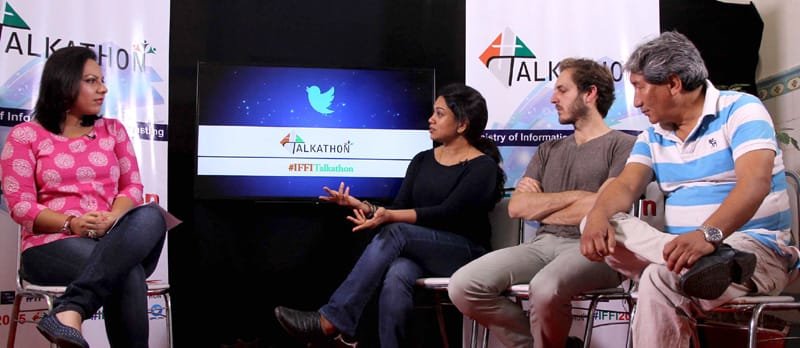 Phonsok Ladakhi, Anjali Menon and Ferdinando at Talkathon, during the 46th International Film Festival of India (IFFI-2015), in Panaji, Goa