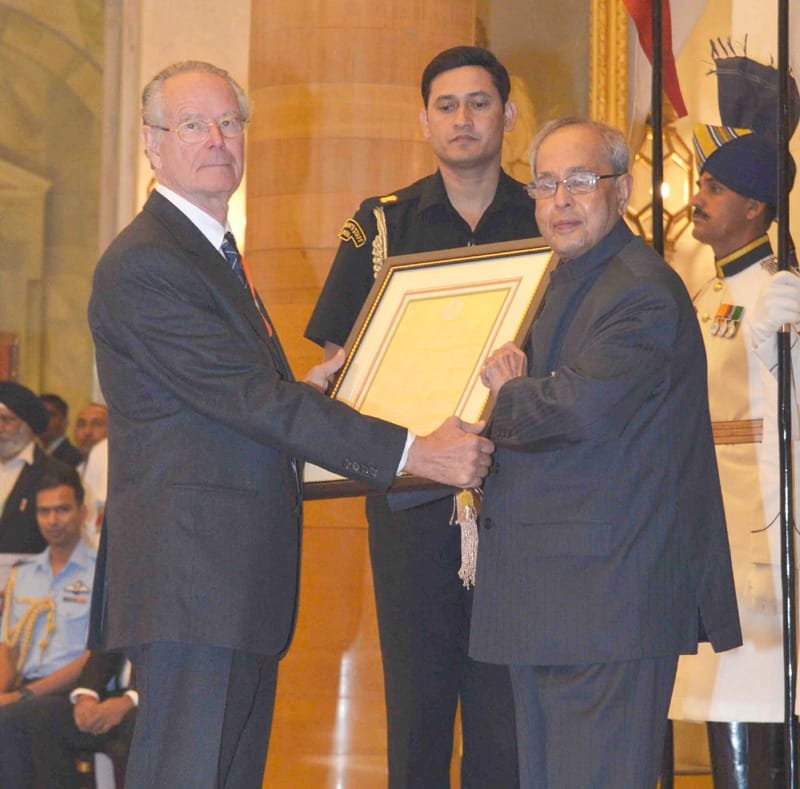 The President, Shri Pranab Mukherjee conferring the first ‘Distinguished Indologist’ Award to..