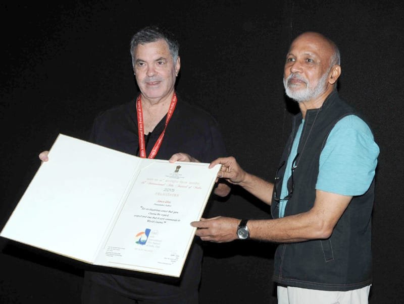 Renowned Israeli Film Maker, Amos Gitai being felicitated, at the 46th International Film Festival ..