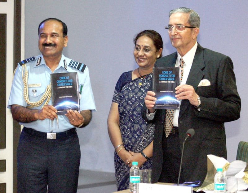 The Chief of the Air Staff, Air Chief Marshal Arup Raha releasing a book “Code of ..