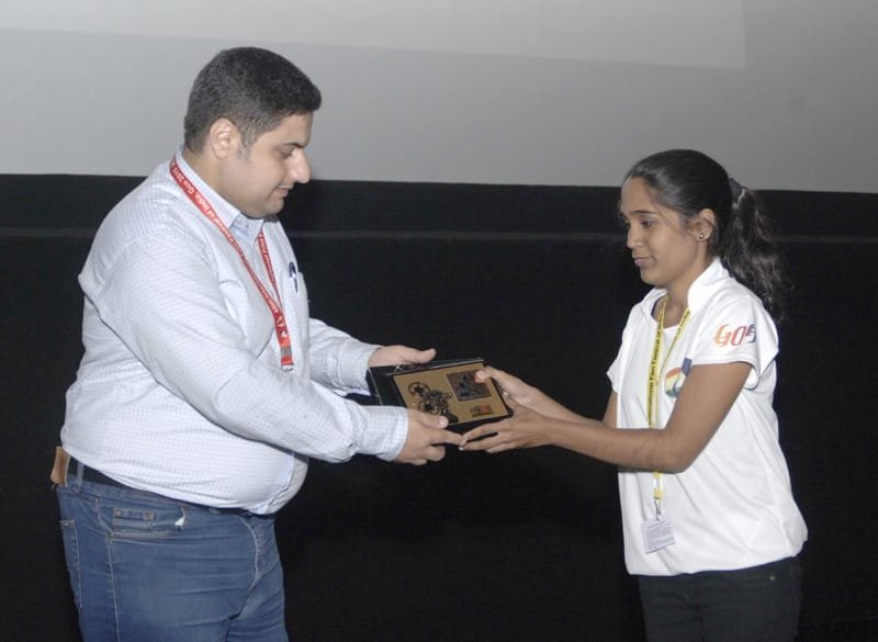 Director Kamran Gasimov of the film Bloody January being felicitated at the 46th International ..