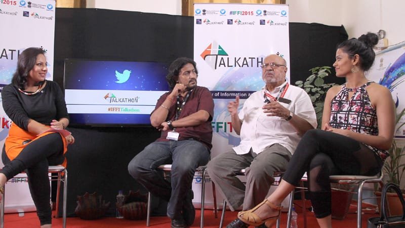 Renowned film maker Shyam Benegal speaking at Talkathon, during the 46th International..