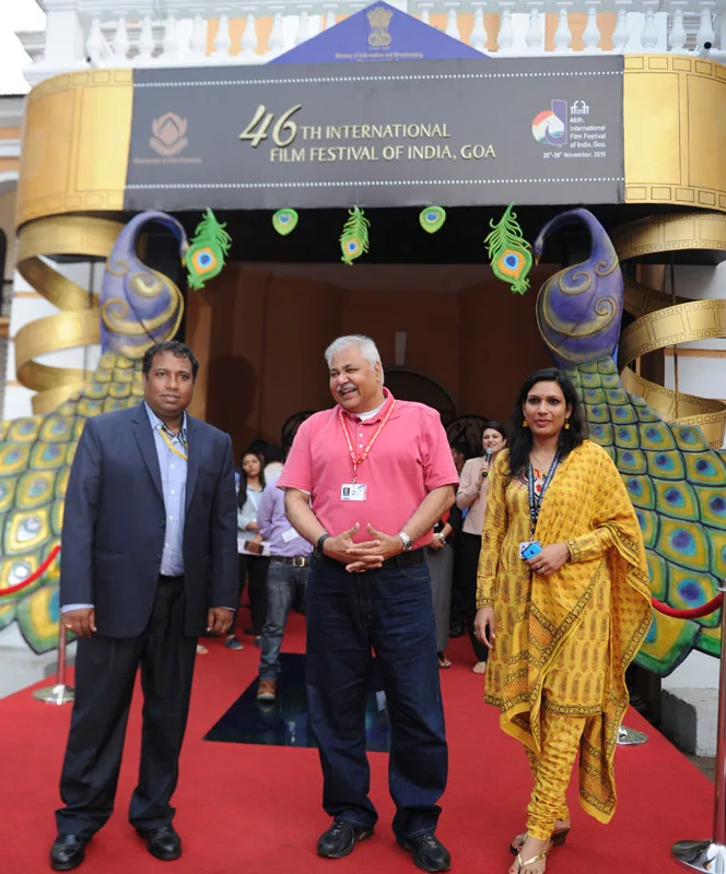 Renowned actor Satish Shah on Red Carpet, at the 46th International Film Festival..