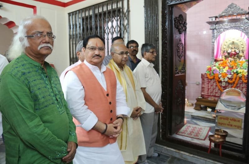 The Union Minister for Health & Family Welfare, Shri J.P. Nadda visiting the Dhakeshwari Temple,..