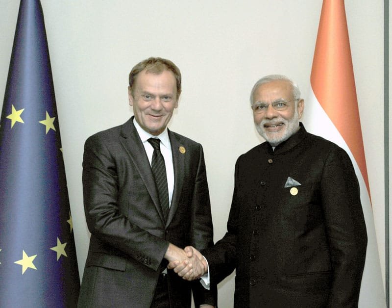 The Prime Minister, Shri Narendra Modi with the President of the European Council,..