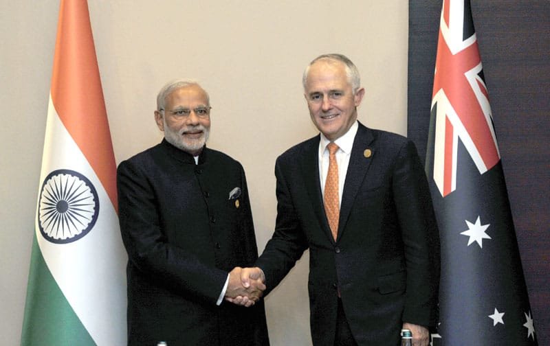 The Prime Minister, Shri Narendra Modi and the Prime Minister of Australia, Mr. Malcolm Turnbull ..