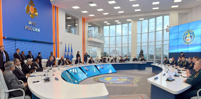 The Prime Minister, Shri Narendra Modi during his visit to EMERCOM –the National..