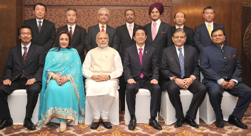 The Prime Minister, Shri Narendra Modi and the Prime Minister of Japan, Mr. Shinzo Abe..