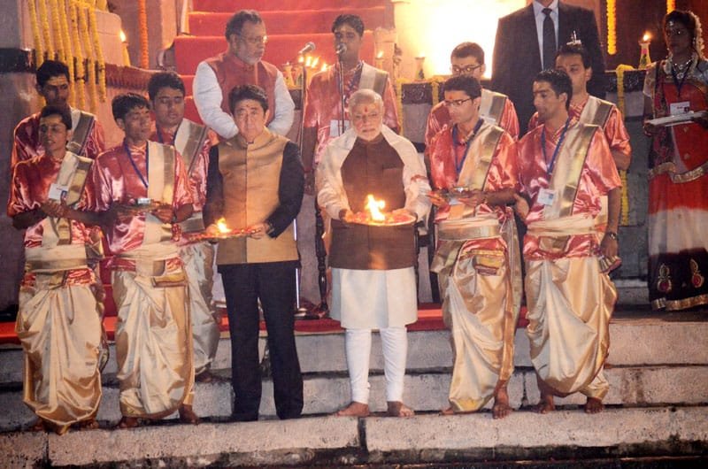 The Prime Minister, Shri Narendra Modi and the Prime Minister of Japan, Mr. Shinzo Abe..