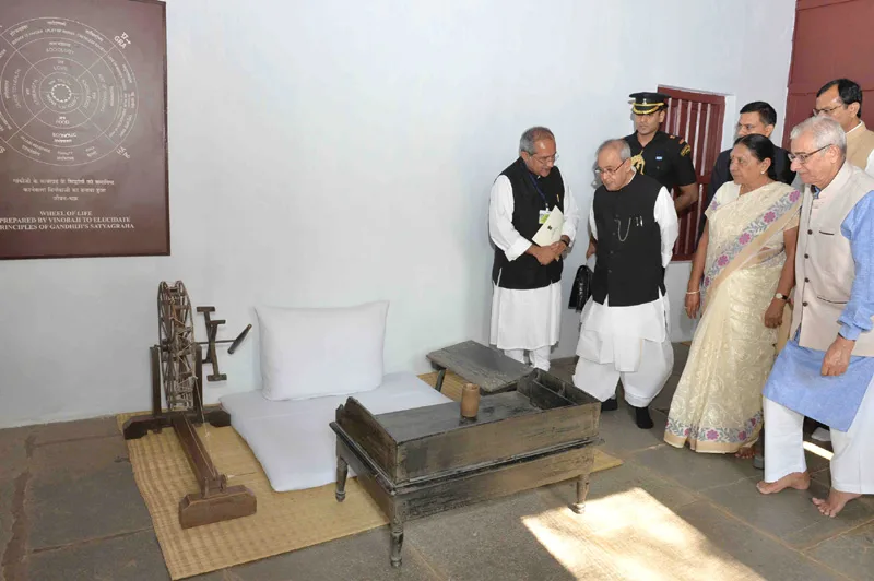 The President, Shri Pranab Mukherjee visiting the Sabarmati Ashram, Ahmedabad, in Gujarat