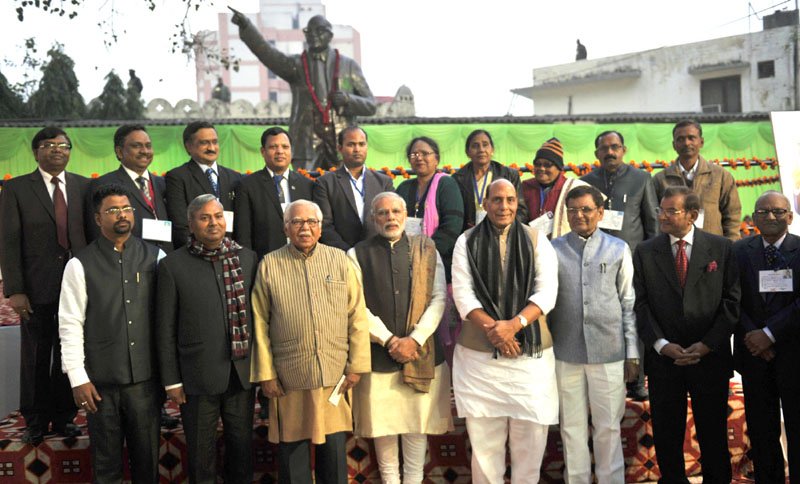The Prime Minister, Shri Narendra Modi at Ambedkar Mahashaba campus, in..