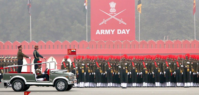 The Chief of Army Staff, General Dalbir Singh reviewing the parade, on the occasion..