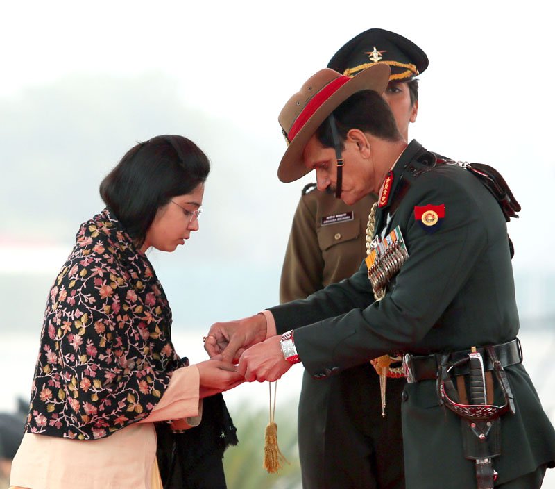 The Chief of Army Staff, General Dalbir Singh presenting Sena Medal to next of kin of ..