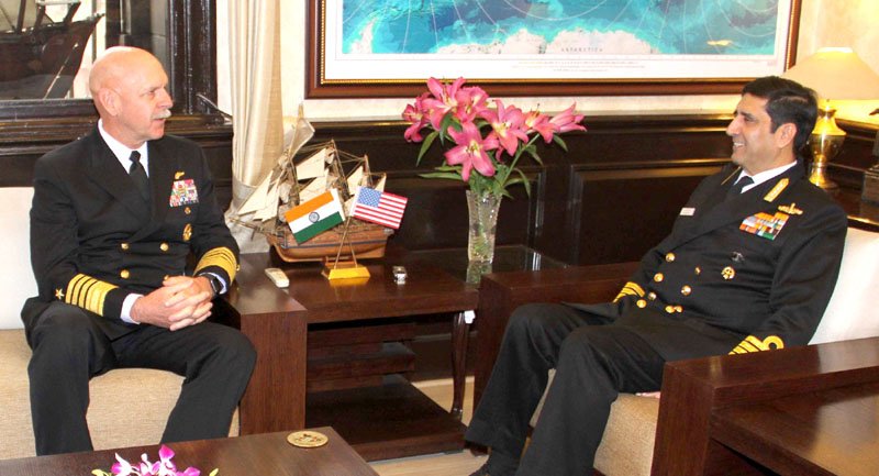The Commander, Pacific Fleet, Admiral Scott Swift meeting the Chief of Naval Staff..