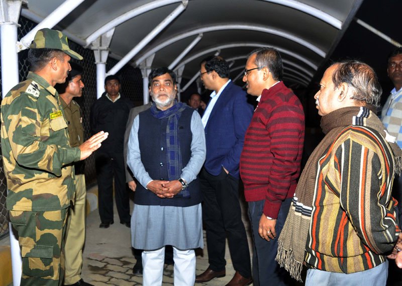 The Minister of State for Drinking Water & Sanitation, Shri Ram Kripal Yadav visiting the integrated check post at Akhaura border, in Agartala