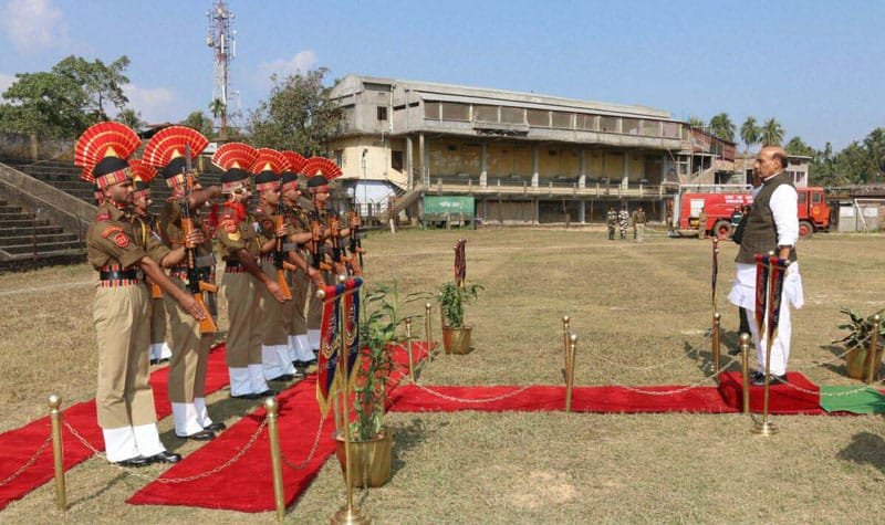 The Union Home Minister, Shri Rajnath Singh receiving the Guard of Honour, at..