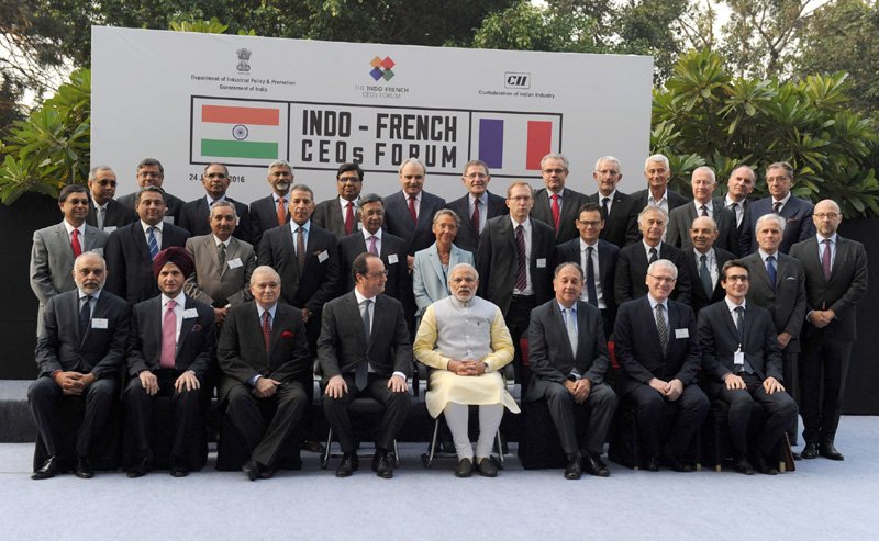The Prime Minister, Shri Narendra Modi and the President of France, Mr. Francois Hollande, ..