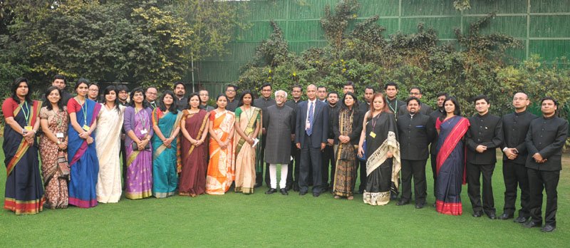 The Vice President, Shri M. Hamid Ansari with a Group of Officer Trainees of the..