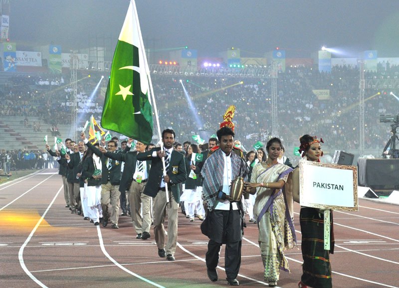 Pakistan players taking part in the ceremonial march pass on the occasion….
