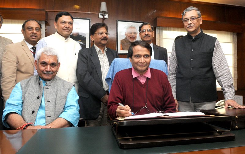 The Union Minister for Railways, Shri Suresh Prabhakar Prabhu giving finishing to..