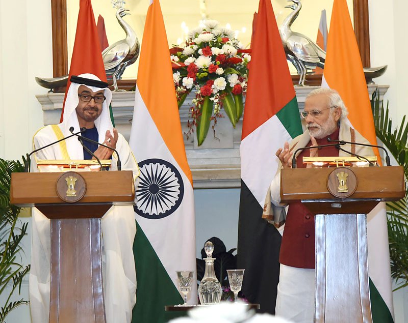 The Prime Minister, Shri Narendra Modi and the Crown Prince of Abu Dhabi, ..