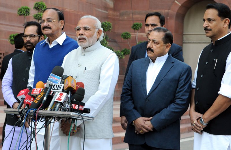 The Prime Minister, Shri Narendra Modi giving statement to the media ahead of ..