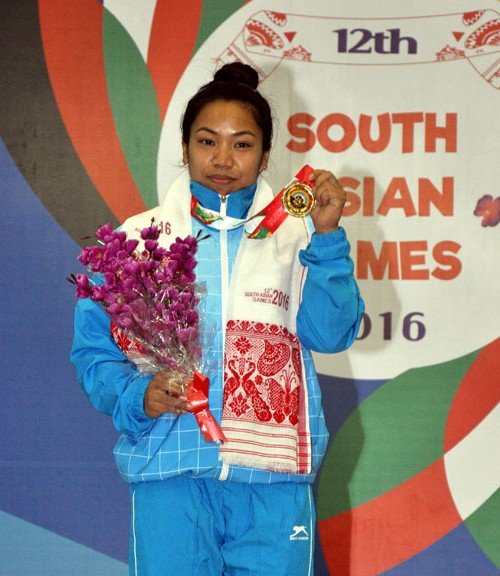 Mirabai Chanu Saikhom (India) win the gold medal in the women’s weightlifting, at..