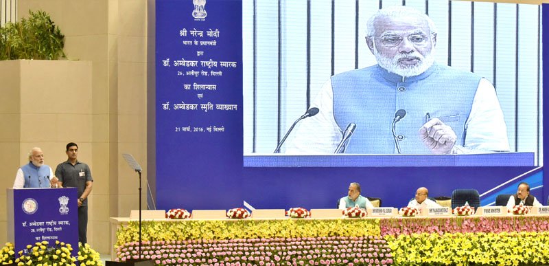The Prime Minister, Shri Narendra Modi delivering the Dr. Ambedkar Memorial Lecture, in New Delhi
