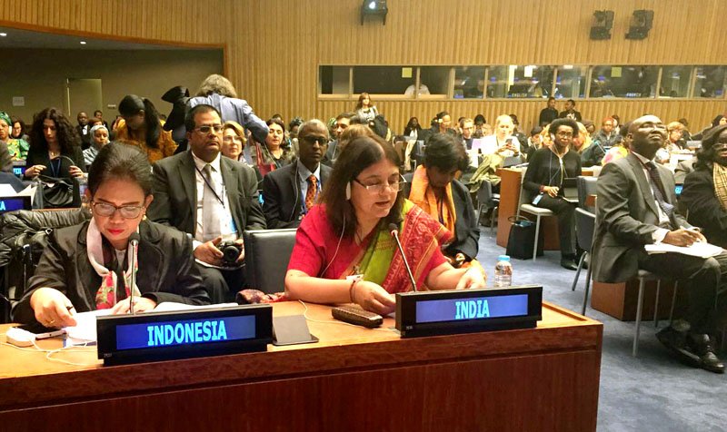 The Union Minister for Women and Child Development, Smt. Maneka Sanjay Gandhi..