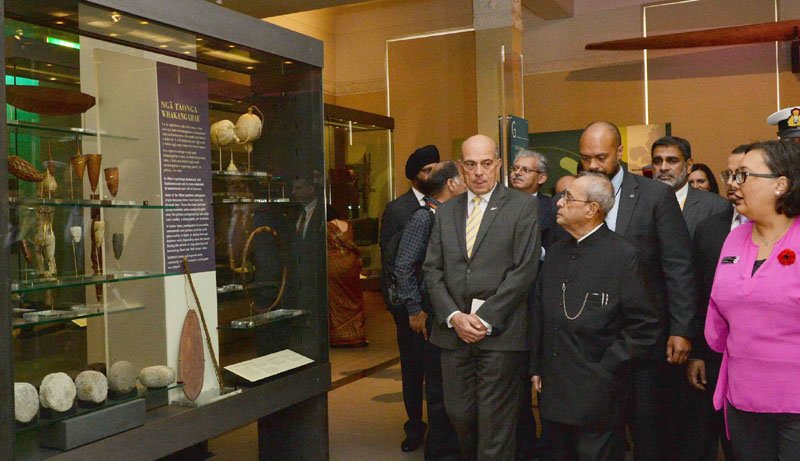 The President, Shri Pranab Mukherjee visiting the Auckland War Memorial Museum, at Auckland in New Zealand