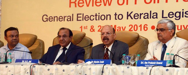 The Chief Election Commissioner, Dr. Nasim Zaidi addressing a press conference after..
