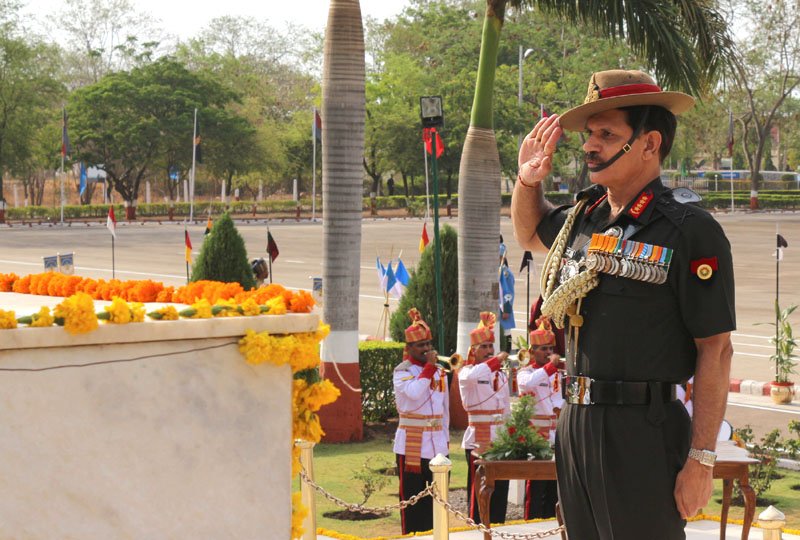 The Chief of Army Staff, General Dalbir Singh paying tributes at the Armoured Corps ..